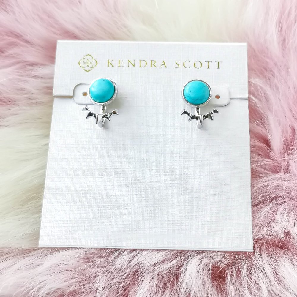 Kendra Scott Light Blue Magnesite Sienna Silver Ear Jacket Earrings
